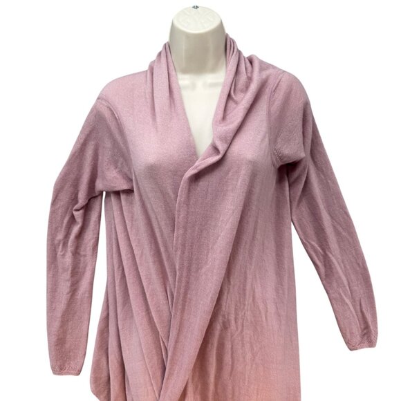 Plush Cashmere Long Cardigan Womens Pink 100% Cashmere Open Front Size M - Picture 2 of 13